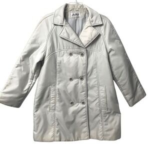 Vintage Bromleigh Double Breasted Retro Puffer Coat Beige Women Trench Midi sz M